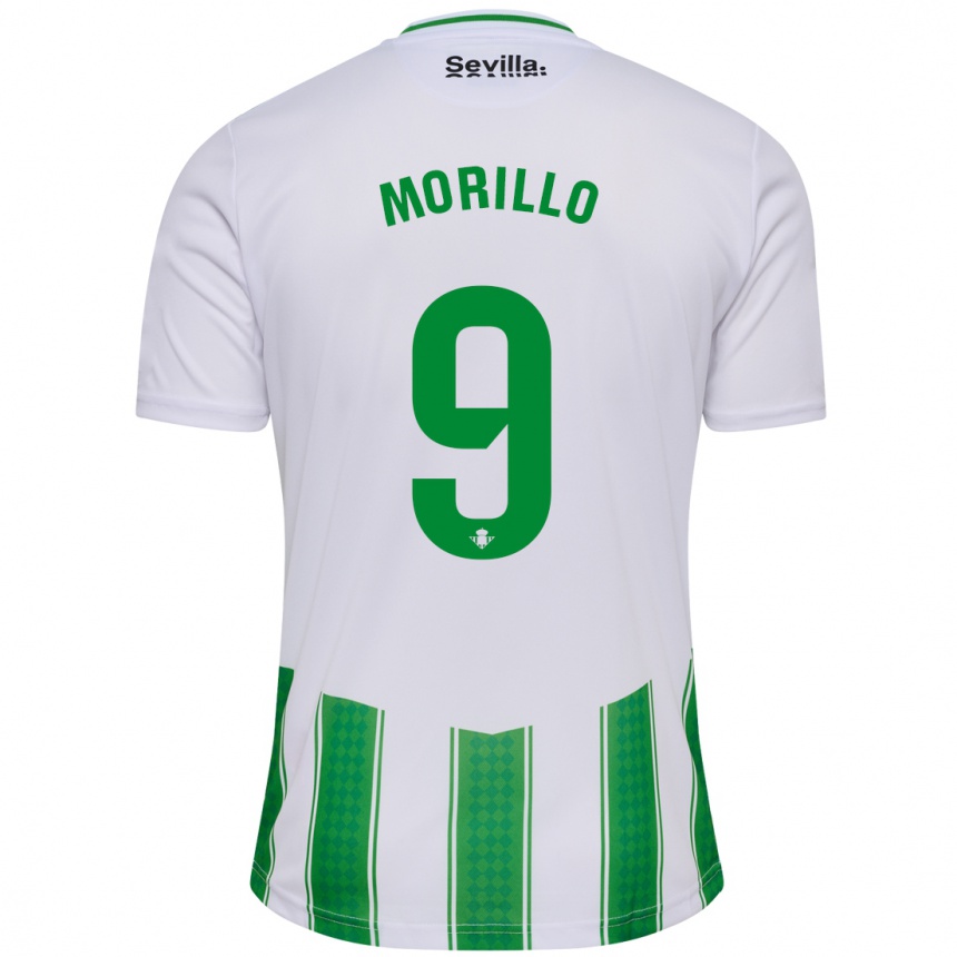 Vaikiškas Manu Morillo #9 Baltas Namų Marškinėliai 2023/24 T-Shirt