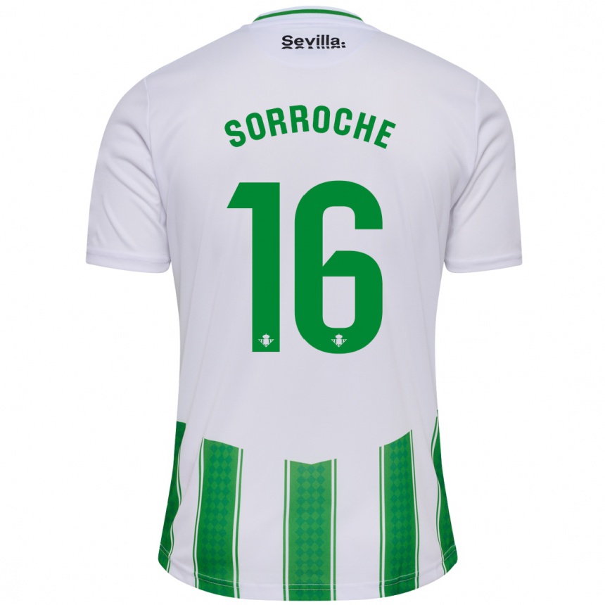 Vaikiškas Ginés Sorroche #16 Baltas Namų Marškinėliai 2023/24 T-Shirt