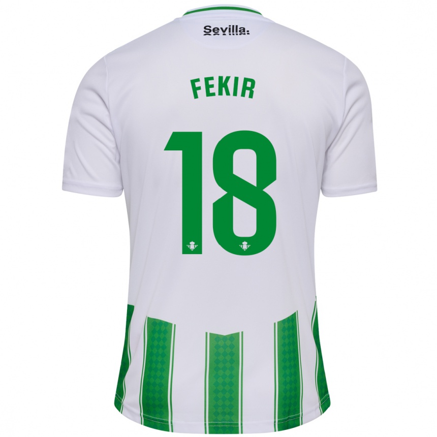 Vaikiškas Yassin Fekir #18 Baltas Namų Marškinėliai 2023/24 T-Shirt