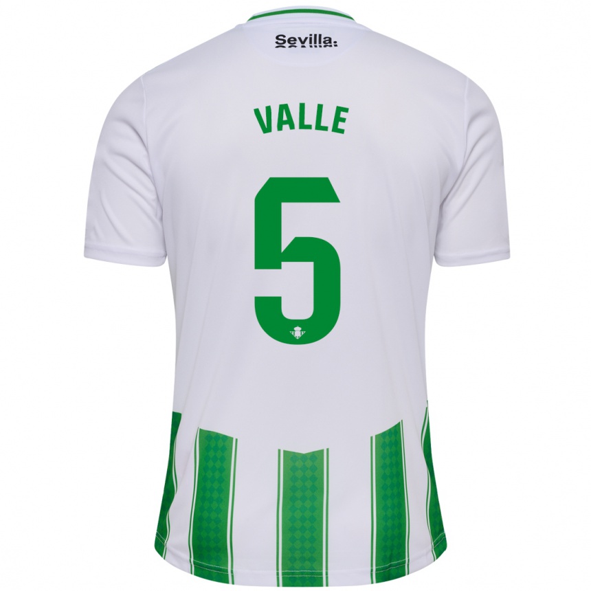 Vaikiškas María Valle López #5 Baltas Namų Marškinėliai 2023/24 T-Shirt