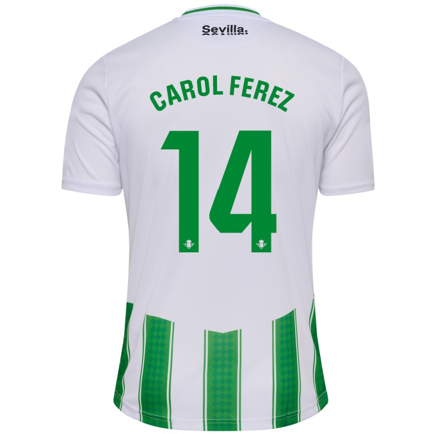 Vaikiškas Carolina Férez Méndez #14 Baltas Namų Marškinėliai 2023/24 T-Shirt