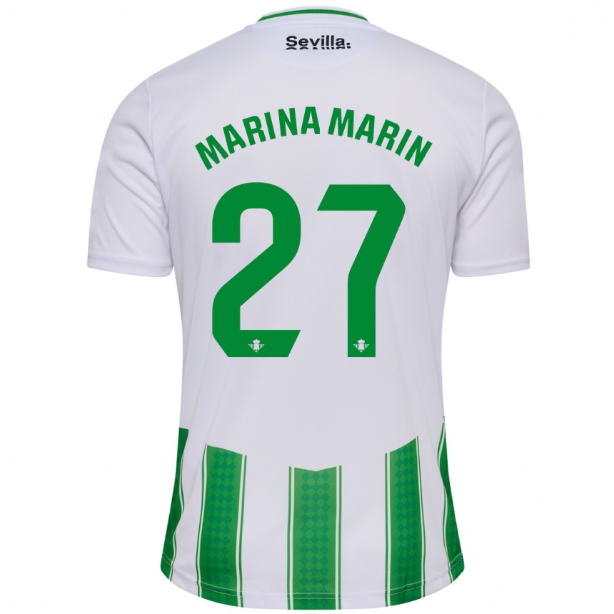 Vaikiškas Marina Marín #27 Baltas Namų Marškinėliai 2023/24 T-Shirt