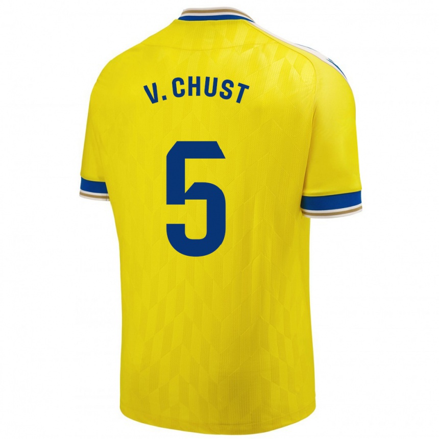 Vaikiškas Víctor Chust #5 Geltona Namų Marškinėliai 2023/24 T-Shirt