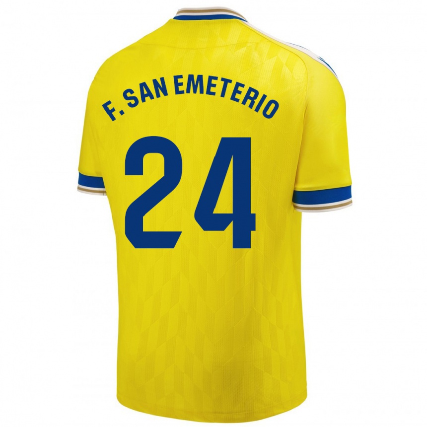 Vaikiškas Fede San Emeterio #24 Geltona Namų Marškinėliai 2023/24 T-Shirt