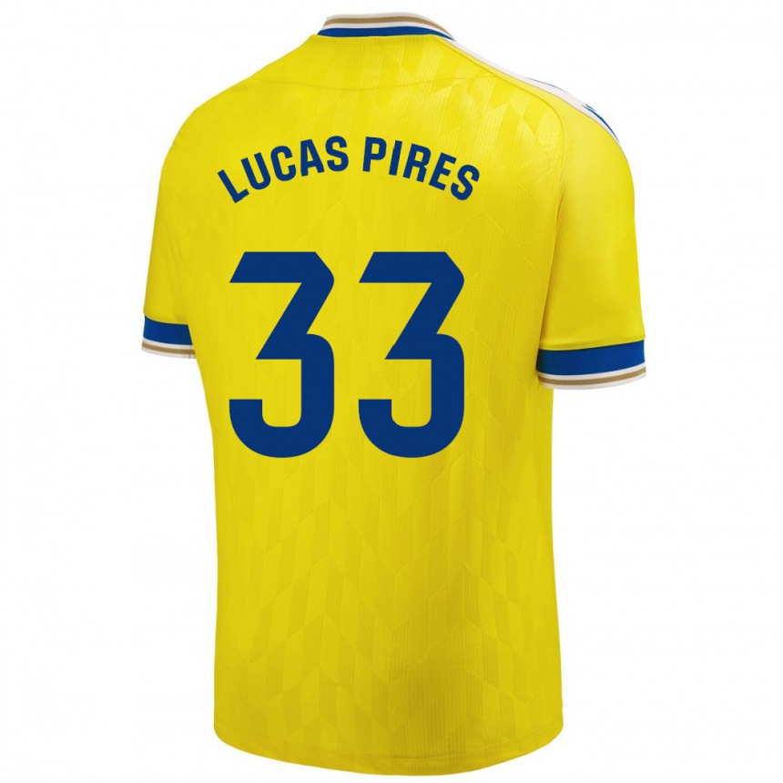 Vaikiškas Lucas Pires #33 Geltona Namų Marškinėliai 2023/24 T-Shirt