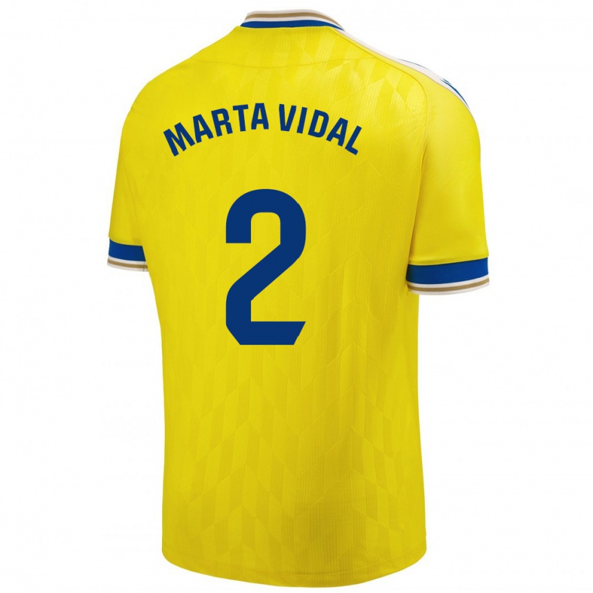 Vaikiškas Marta Vidal Vela #2 Geltona Namų Marškinėliai 2023/24 T-Shirt