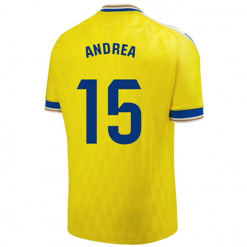 Vaikiškas Andrea Sánchez Moreno #15 Geltona Namų Marškinėliai 2023/24 T-Shirt