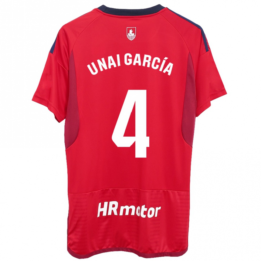 Vaikiškas Unai García #4 Raudona Namų Marškinėliai 2023/24 T-Shirt