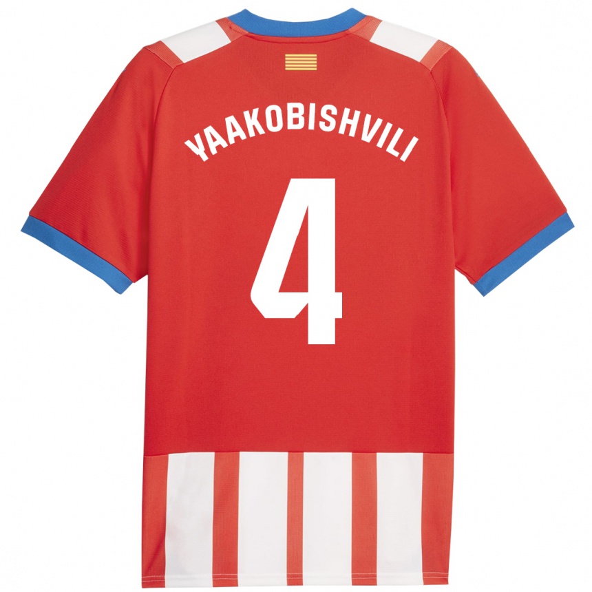 Vaikiškas Antal Yaakobishvili #4 Raudona Balta Namų Marškinėliai 2023/24 T-Shirt