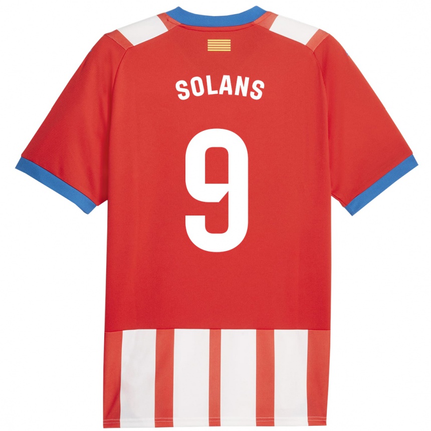 Vaikiškas Sergi Solans #9 Raudona Balta Namų Marškinėliai 2023/24 T-Shirt