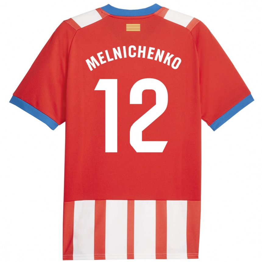 Vaikiškas Dmytro Melnichenko #12 Raudona Balta Namų Marškinėliai 2023/24 T-Shirt