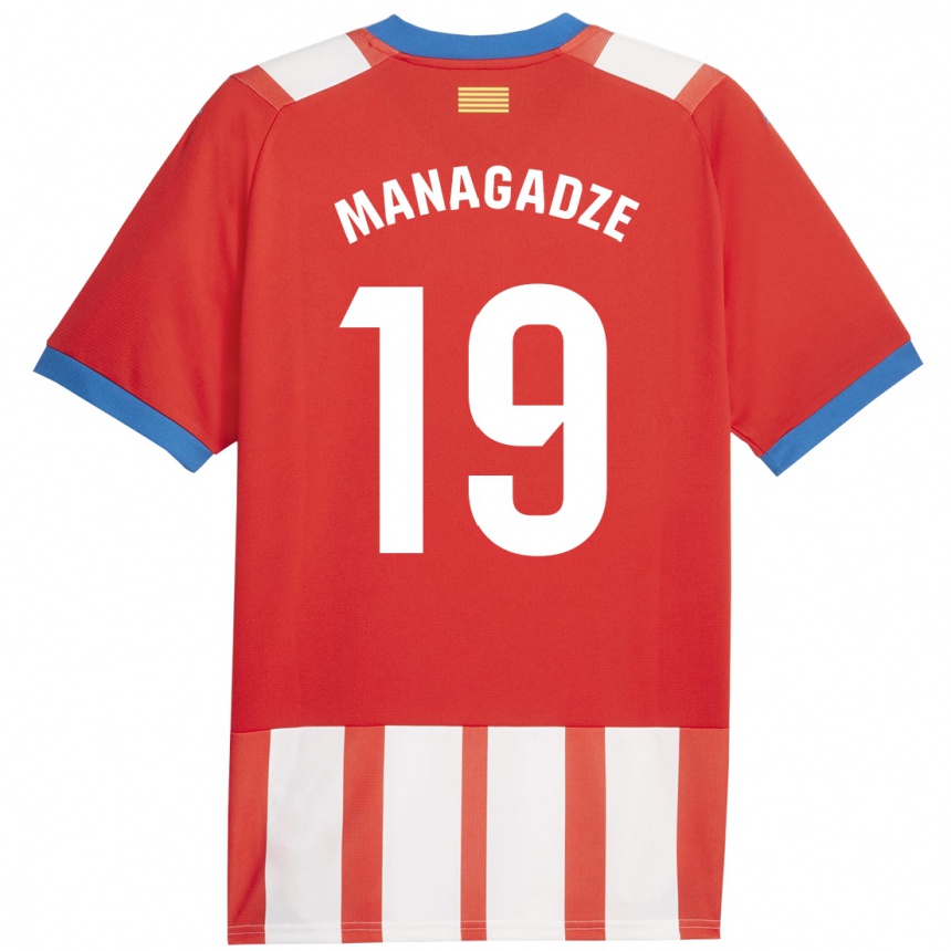 Vaikiškas Luka Managadze #19 Raudona Balta Namų Marškinėliai 2023/24 T-Shirt