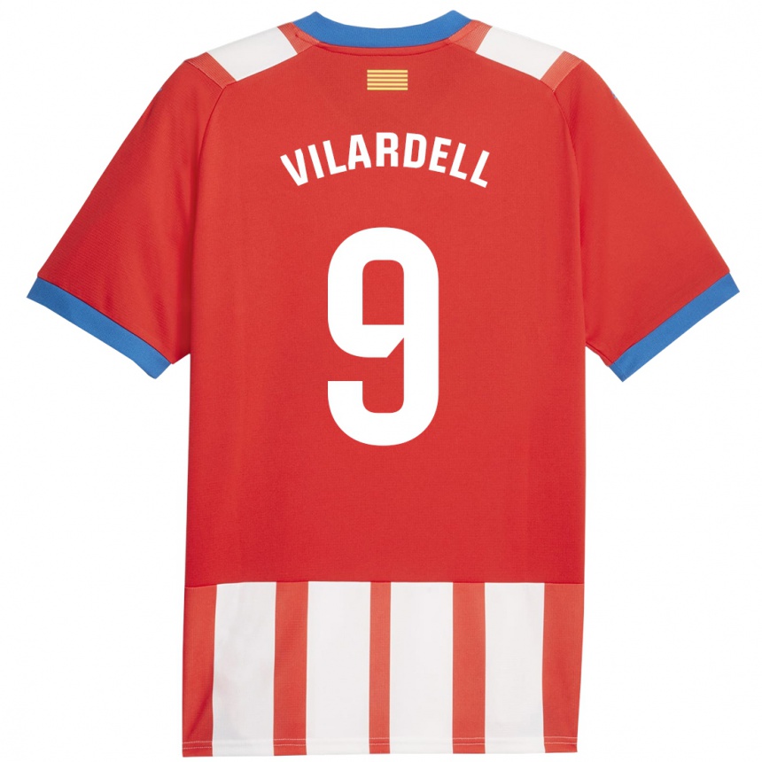 Vaikiškas Júlia Vilardell #9 Raudona Balta Namų Marškinėliai 2023/24 T-Shirt