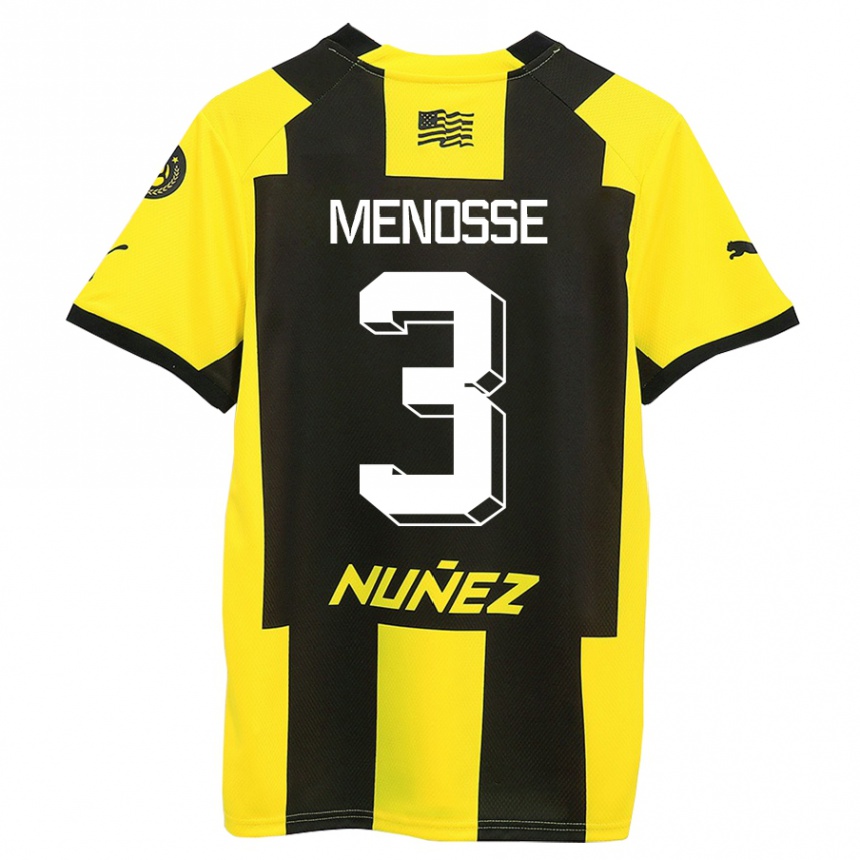 Vaikiškas Hernán Menosse #3 Geltona Juoda Namų Marškinėliai 2023/24 T-Shirt