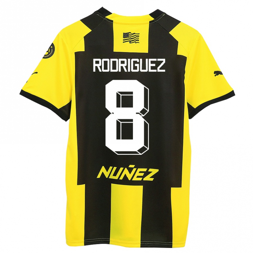Vaikiškas Sebastián Rodríguez #8 Geltona Juoda Namų Marškinėliai 2023/24 T-Shirt