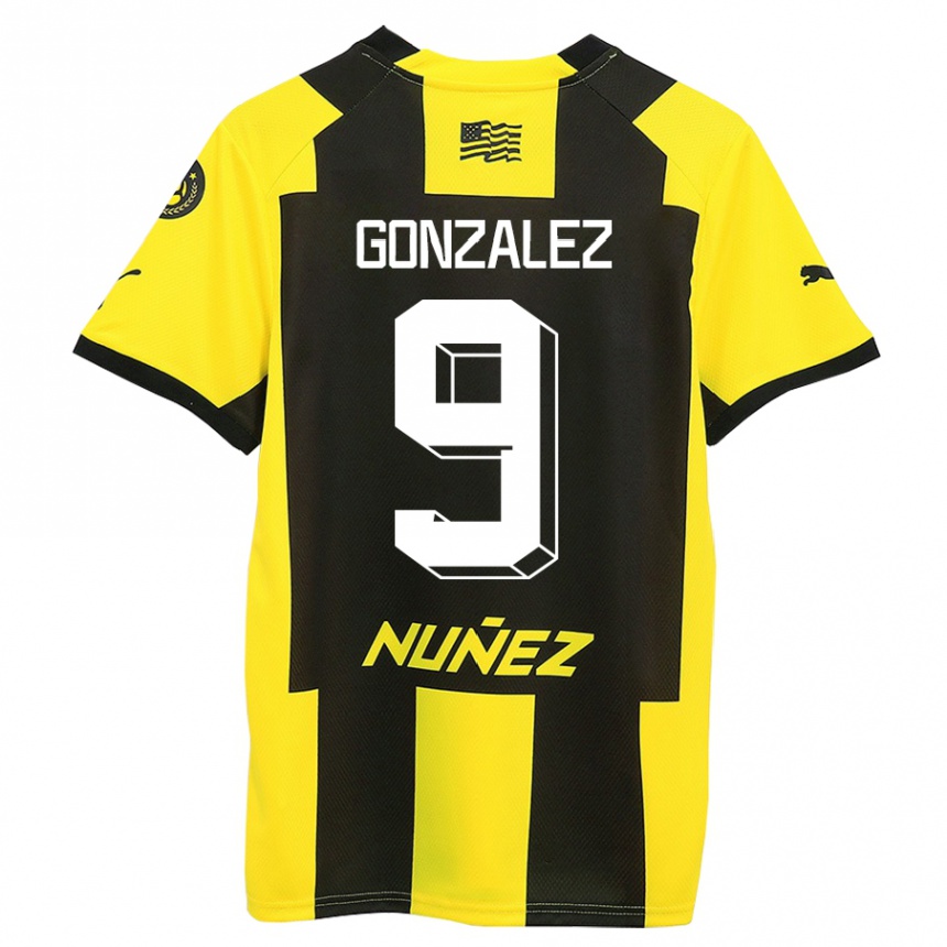 Vaikiškas Franco González #9 Geltona Juoda Namų Marškinėliai 2023/24 T-Shirt