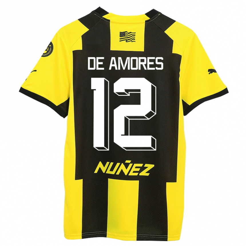 Vaikiškas Guillermo De Amores #12 Geltona Juoda Namų Marškinėliai 2023/24 T-Shirt