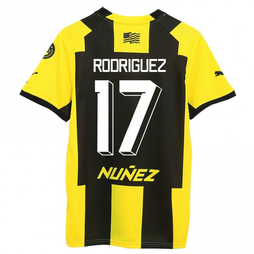 Vaikiškas Valentín Rodríguez #17 Geltona Juoda Namų Marškinėliai 2023/24 T-Shirt