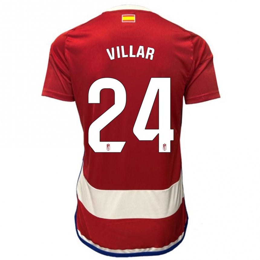Vaikiškas Gonzalo Villar #24 Raudona Namų Marškinėliai 2023/24 T-Shirt