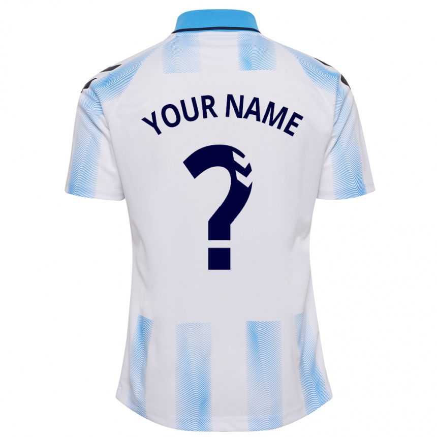 Vaikiškas Jūsų Vardas #0 Balta Mėlyna Namų Marškinėliai 2023/24 T-Shirt