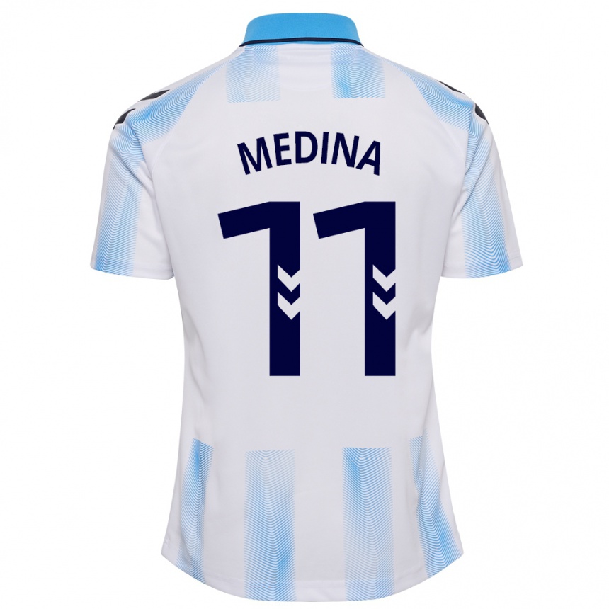 Vaikiškas Kevin Medina #11 Balta Mėlyna Namų Marškinėliai 2023/24 T-Shirt