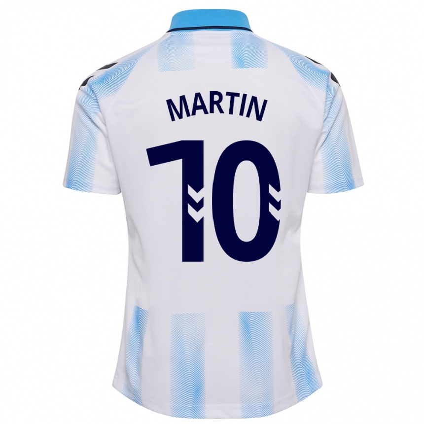 Vaikiškas Jesús Martín #10 Balta Mėlyna Namų Marškinėliai 2023/24 T-Shirt
