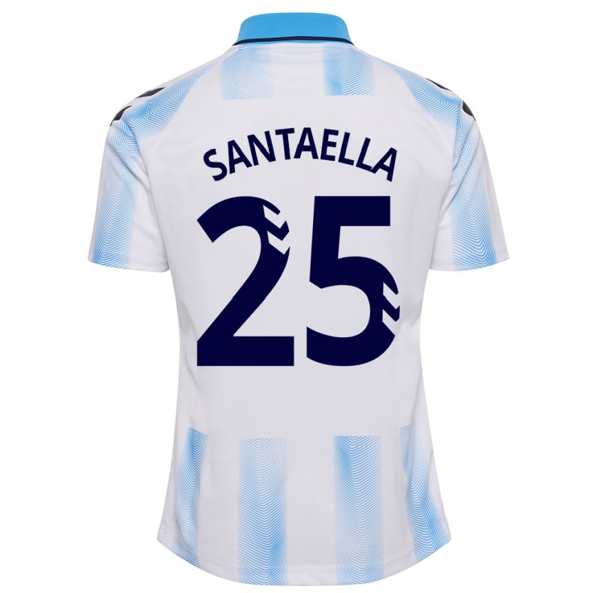 Vaikiškas Miguel Ángel Santaella #25 Balta Mėlyna Namų Marškinėliai 2023/24 T-Shirt