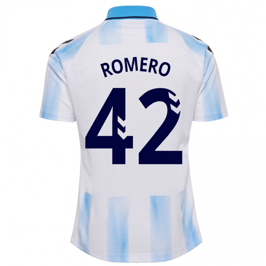 Vaikiškas Andrea Romero #42 Balta Mėlyna Namų Marškinėliai 2023/24 T-Shirt