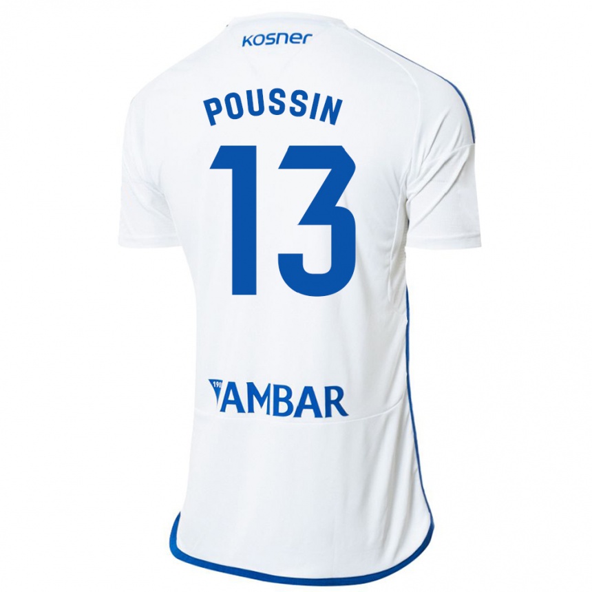 Vaikiškas Gaëtan Poussin #13 Baltas Namų Marškinėliai 2023/24 T-Shirt