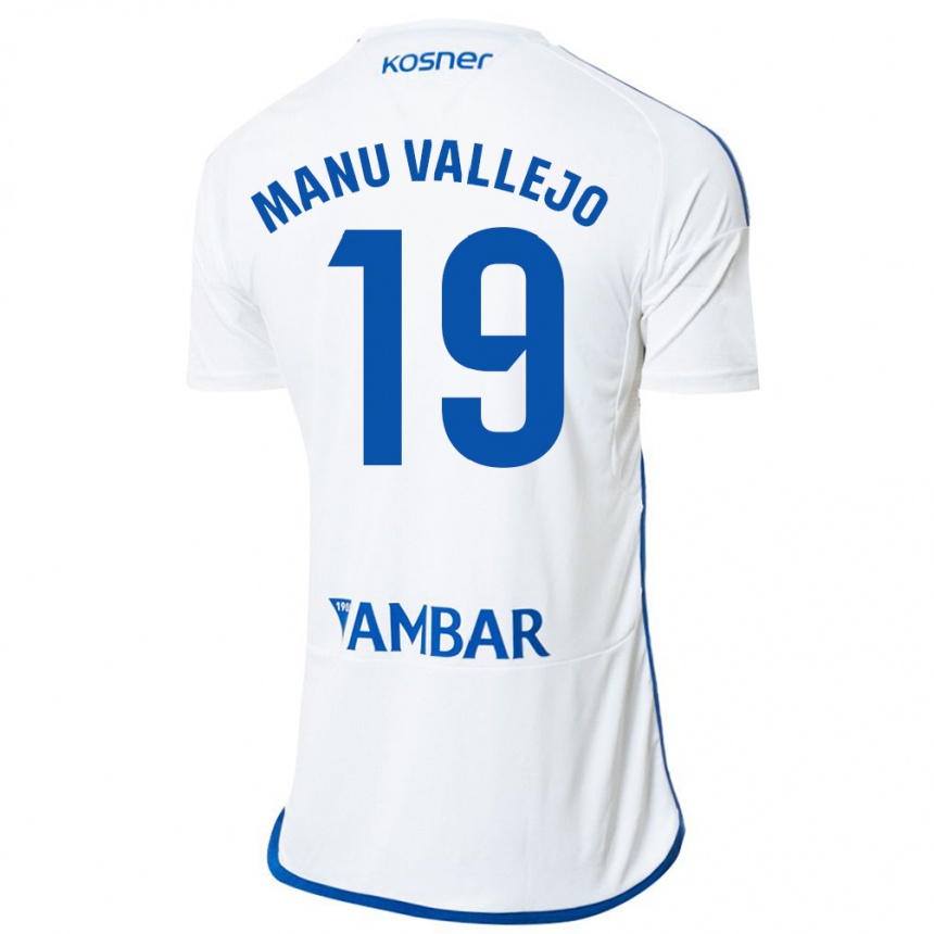 Vaikiškas Manu Vallejo #19 Baltas Namų Marškinėliai 2023/24 T-Shirt