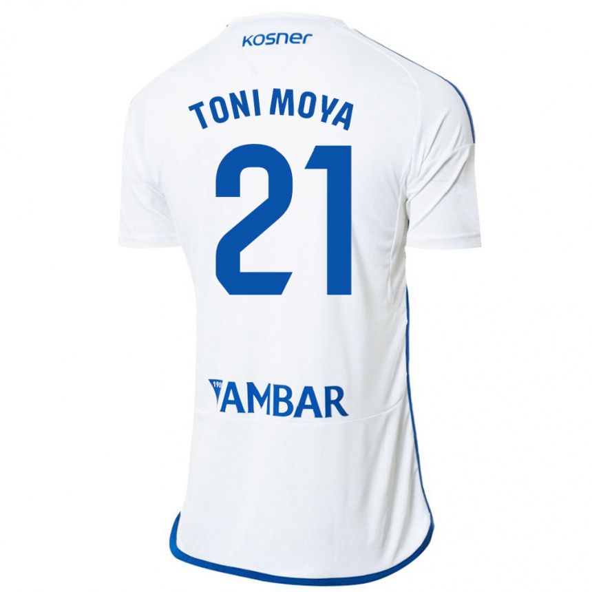 Vaikiškas Toni Moya #21 Baltas Namų Marškinėliai 2023/24 T-Shirt