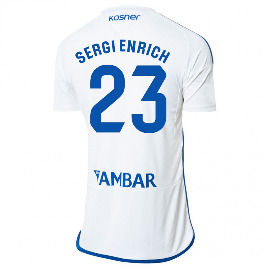 Vaikiškas Sergi Enrich #23 Baltas Namų Marškinėliai 2023/24 T-Shirt