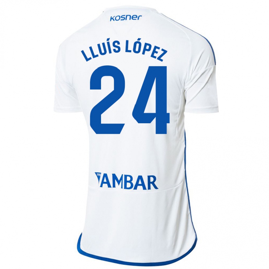 Vaikiškas Lluís López #24 Baltas Namų Marškinėliai 2023/24 T-Shirt