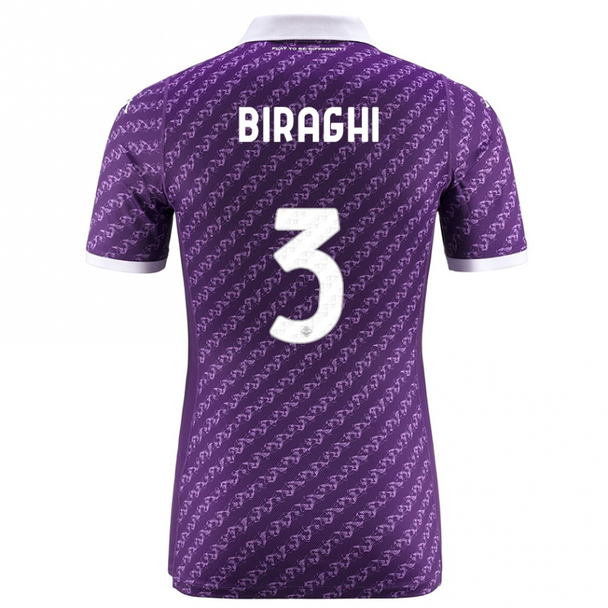 Vaikiškas Cristiano Biraghi #3 Violetinė Namų Marškinėliai 2023/24 T-Shirt