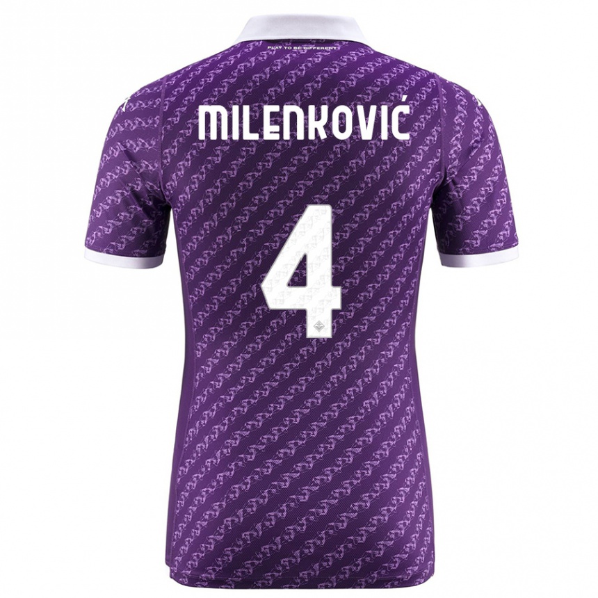 Vaikiškas Nikola Milenković #4 Violetinė Namų Marškinėliai 2023/24 T-Shirt