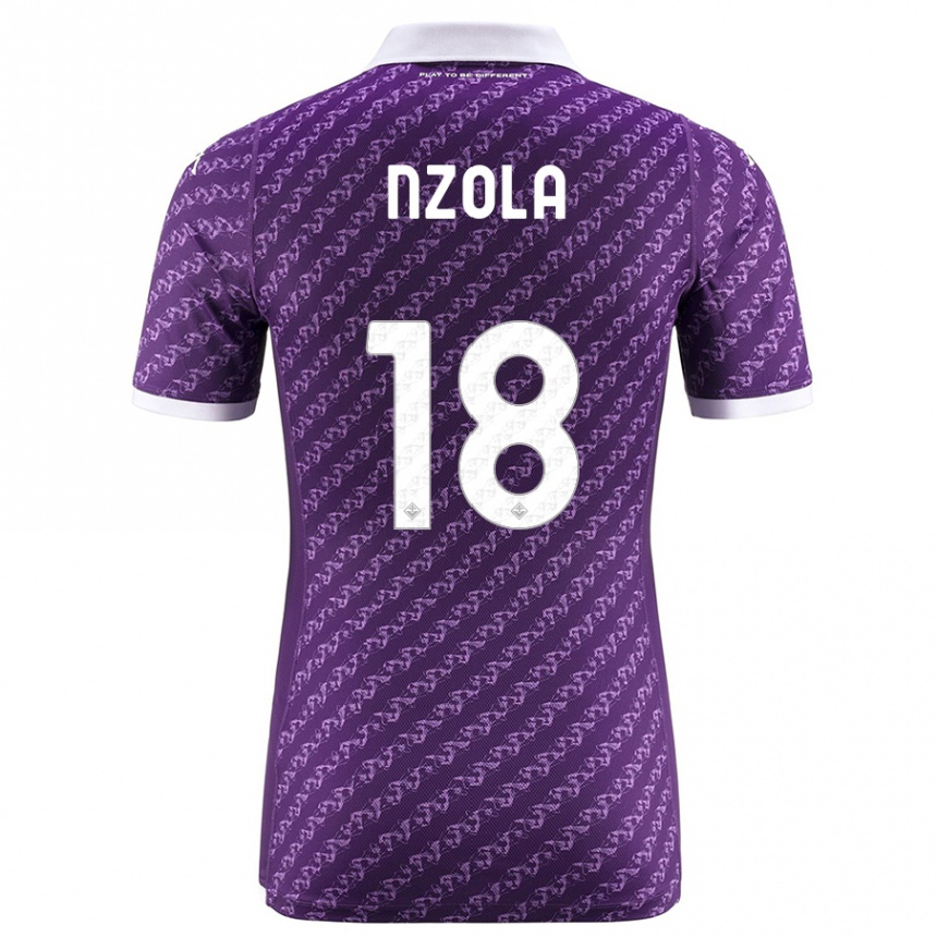 Vaikiškas M'bala Nzola #18 Violetinė Namų Marškinėliai 2023/24 T-Shirt