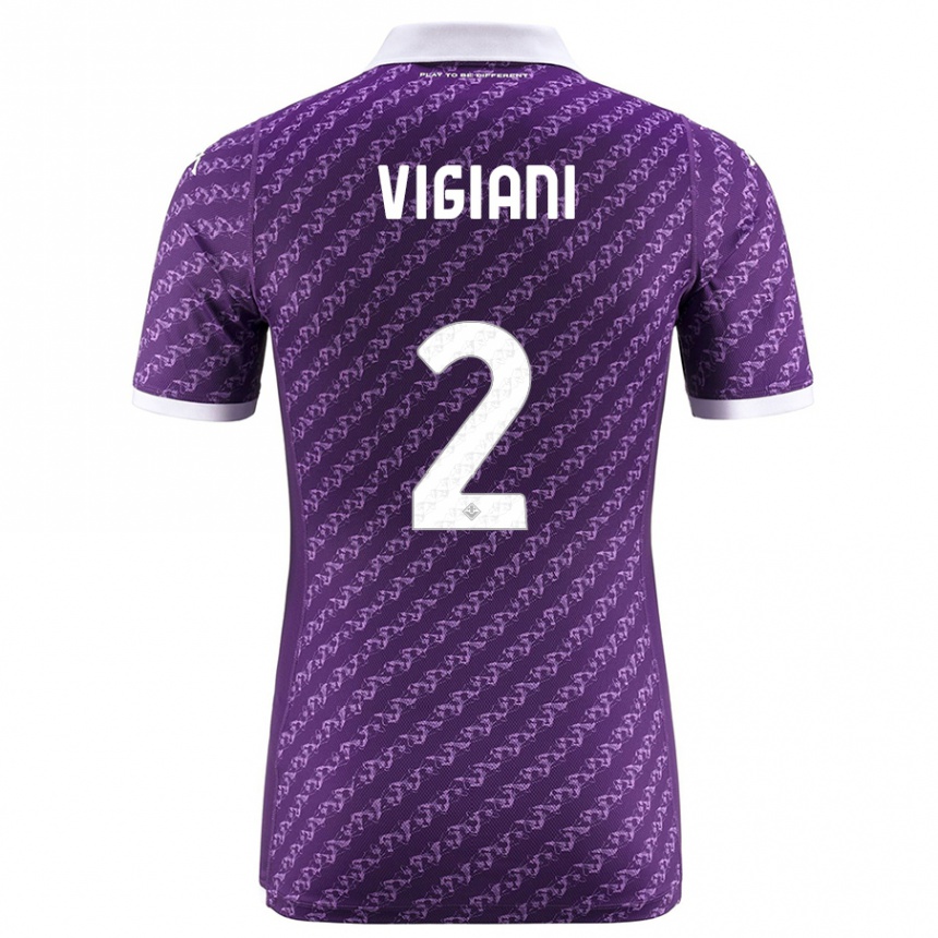 Vaikiškas Lorenzo Vigiani #2 Violetinė Namų Marškinėliai 2023/24 T-Shirt