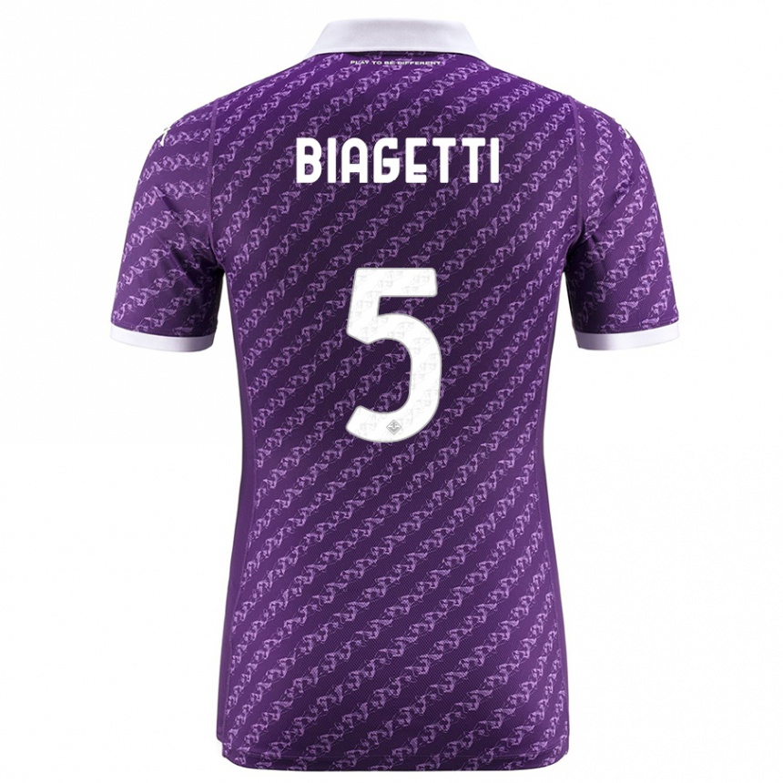 Vaikiškas Christian Biagetti #5 Violetinė Namų Marškinėliai 2023/24 T-Shirt