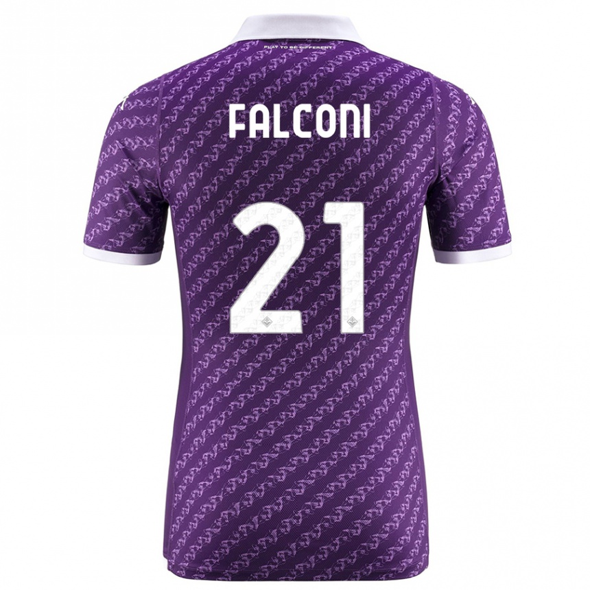 Vaikiškas Niccolò Falconi #21 Violetinė Namų Marškinėliai 2023/24 T-Shirt