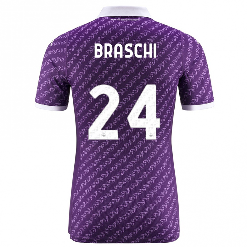 Vaikiškas Riccardo Braschi #24 Violetinė Namų Marškinėliai 2023/24 T-Shirt