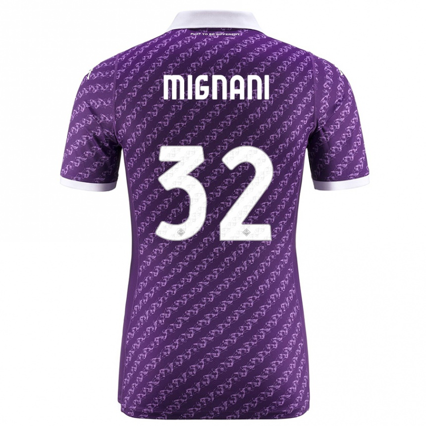 Vaikiškas Carlo Mignani #32 Violetinė Namų Marškinėliai 2023/24 T-Shirt