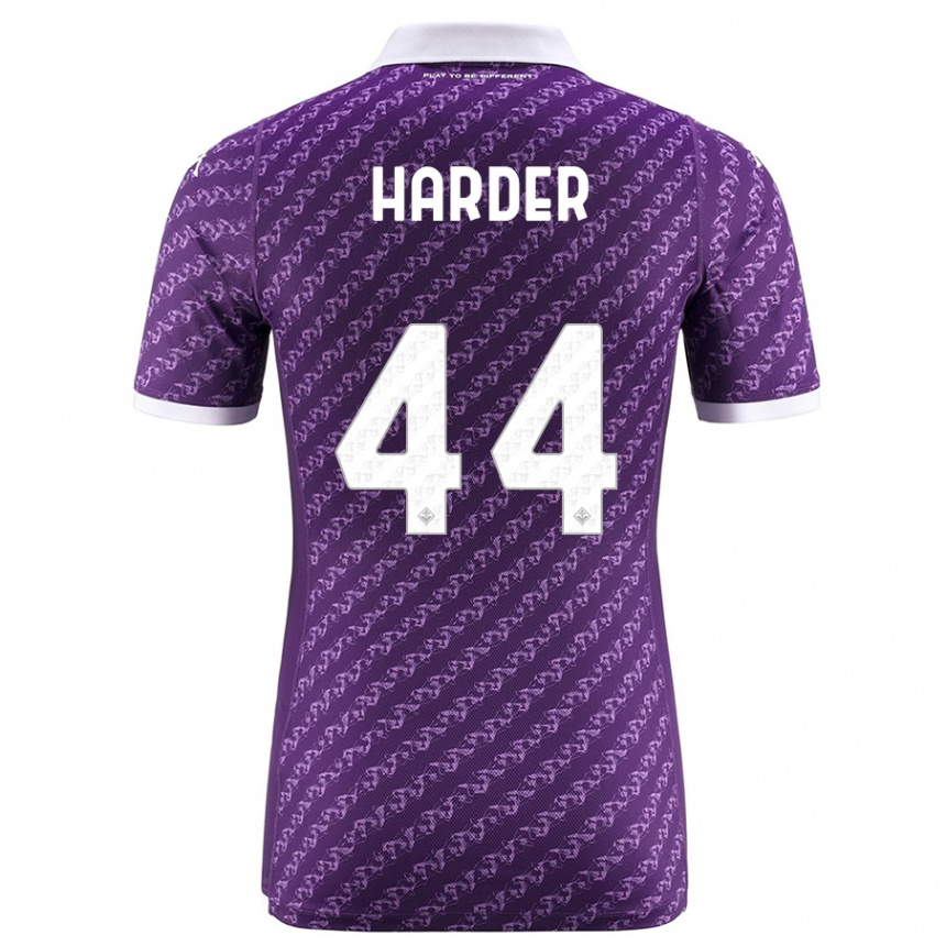 Vaikiškas Jonas Harder #44 Violetinė Namų Marškinėliai 2023/24 T-Shirt