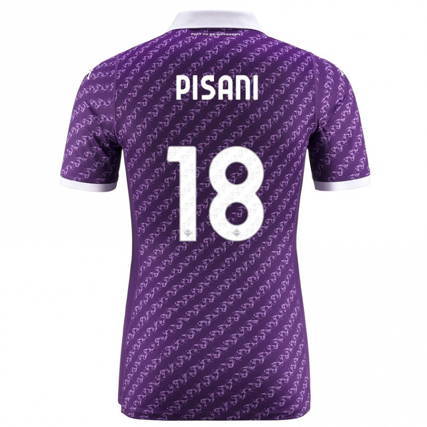 Vaikiškas Diego Pisani #18 Violetinė Namų Marškinėliai 2023/24 T-Shirt