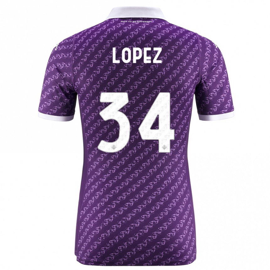 Vaikiškas Lucas López #34 Violetinė Namų Marškinėliai 2023/24 T-Shirt