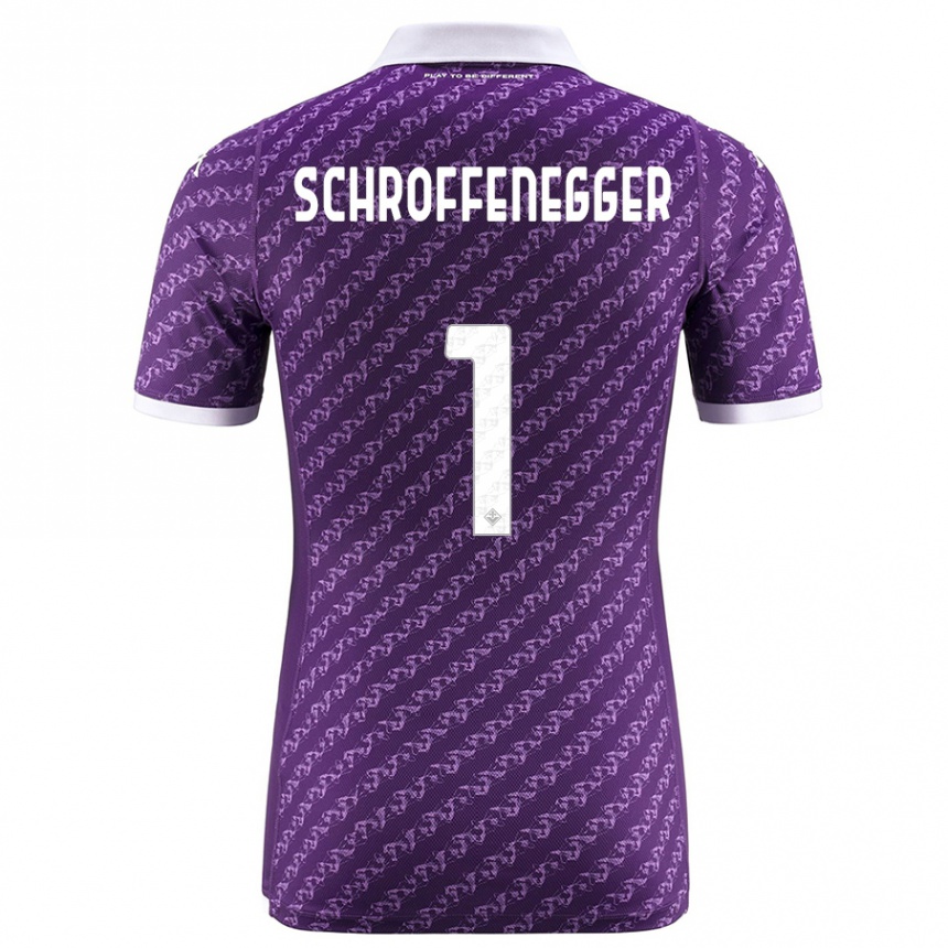 Vaikiškas Katja Schroffenegger #1 Violetinė Namų Marškinėliai 2023/24 T-Shirt