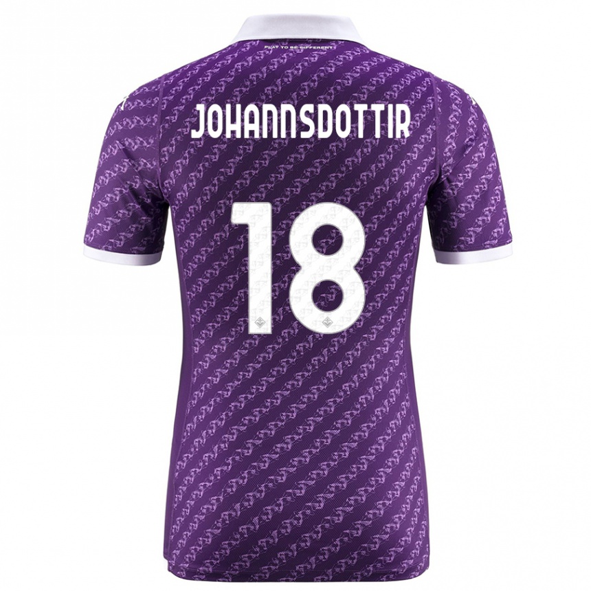 Vaikiškas Alexandra Jóhannsdóttir #18 Violetinė Namų Marškinėliai 2023/24 T-Shirt