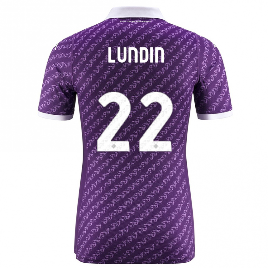 Vaikiškas Karin Lundin #22 Violetinė Namų Marškinėliai 2023/24 T-Shirt