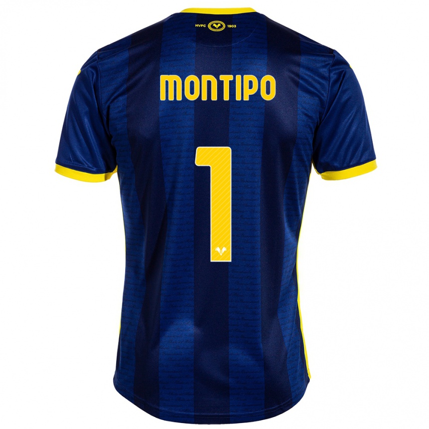 Vaikiškas Lorenzo Montipò #1 Karinis Jūrų Laivynas Namų Marškinėliai 2023/24 T-Shirt