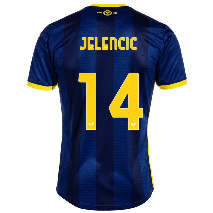 Vaikiškas Ana Jelencic #14 Karinis Jūrų Laivynas Namų Marškinėliai 2023/24 T-Shirt