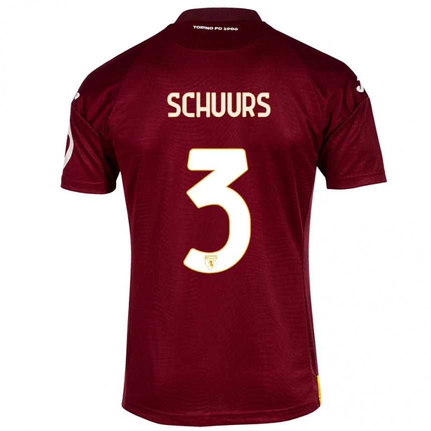Vaikiškas Perr Schuurs #3 Tamsiai Raudona Namų Marškinėliai 2023/24 T-Shirt